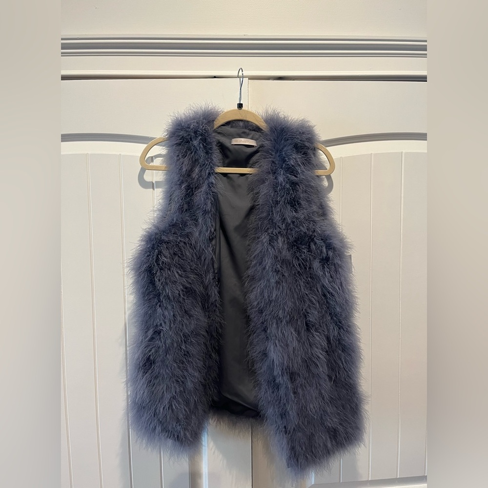 Belle Fare Ostrich feather vest NWT